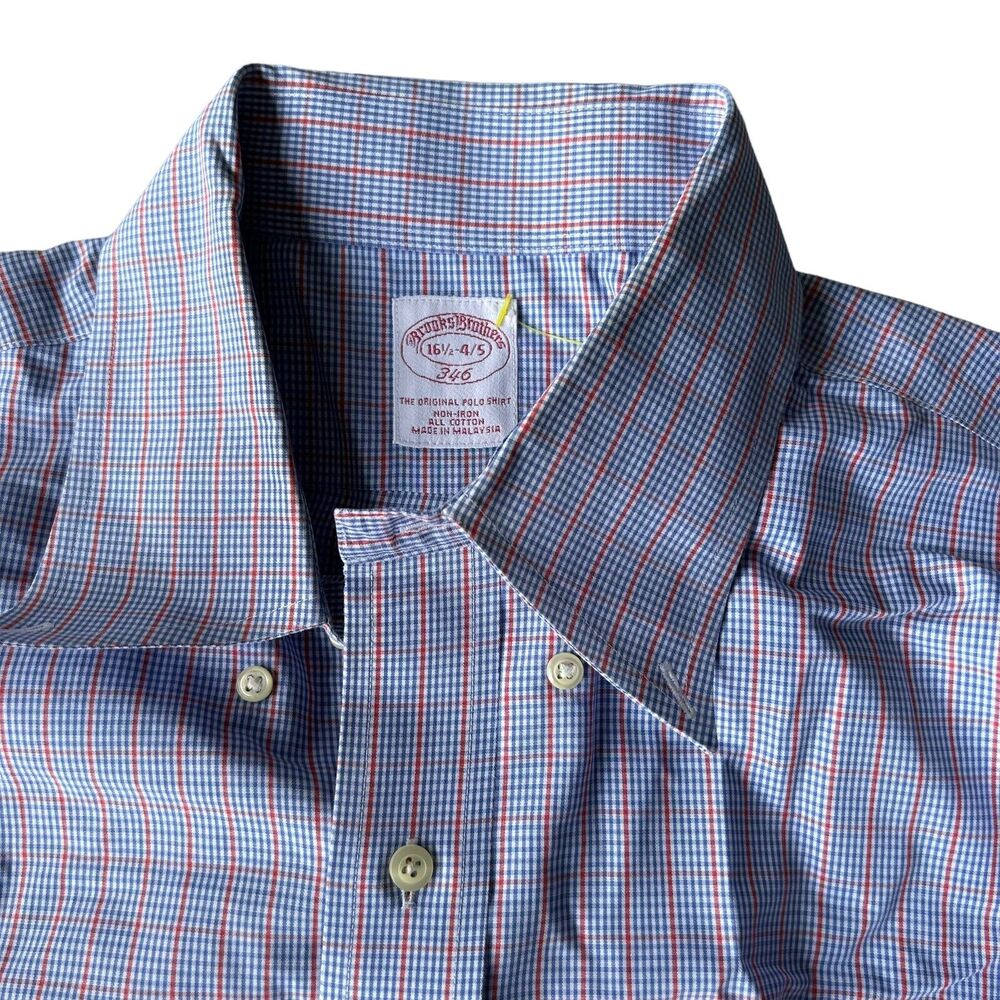 Brooks Brothers 346 Shirt 16.5 4/5 Men's Blue The Original Polo Shirt All Cotton - Picture 6 of 12
